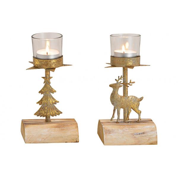 Bougeoir sapin doré