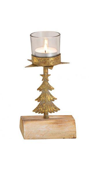 Bougeoir sapin doré