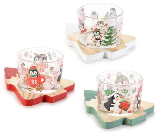 Set de 3 coupelles apéritif Pingouins